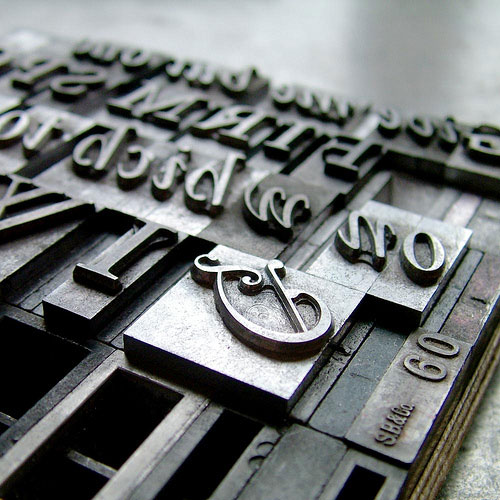 Letterpress forme with hand set Garamond Type